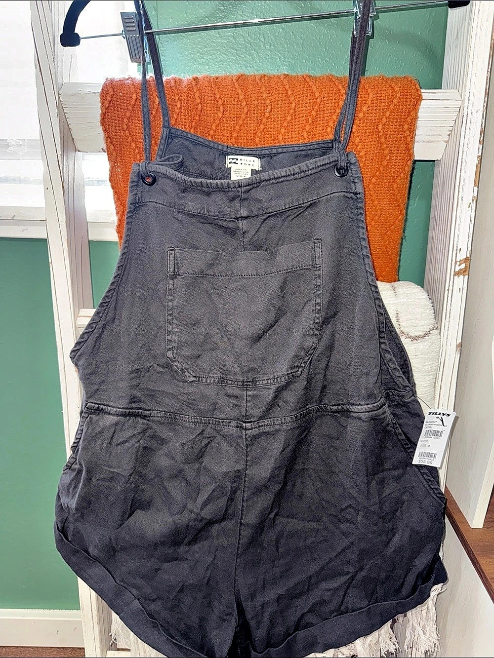 Billabong Wild Pursuit Overall Romper Gray Medium